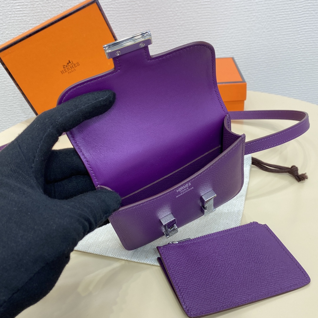 Hermes Constance Slim Wallet Belt Bag In Violet Epsom Leather